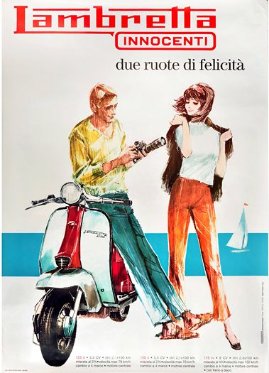 Vintage Lambretta Motor Cycle Advertisement Poster Print A3/A4
