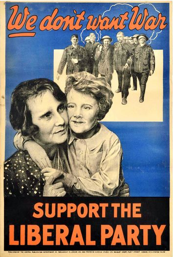 Vintage 1920's Liberal Party No More War Poster Print A3/A4