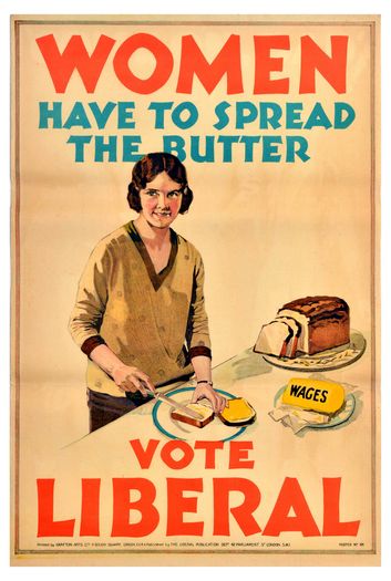 Vintage 1920's Liberal Party Women Have To Spread Butter Poster Print A3/A4