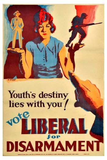 Vintage 1920's Liberal Party Disarmament Poster Print A3/A4