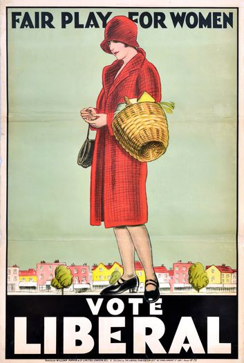 Vintage 1920's Liberal Party Fair Play For Women Poster Print A3/A4
