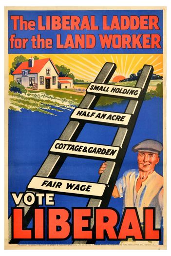 Vintage 1920's Liberal Party Ladder For Land Workers Poster Print A3/A4