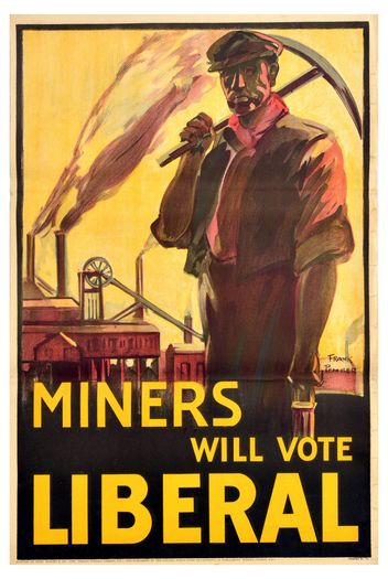 Vintage 1920's Liberal Party Miners Poster Print A3/A4