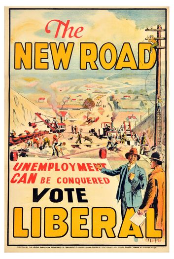 Vintage 1920's Liberal Party The New Road Poster Print A3/A4