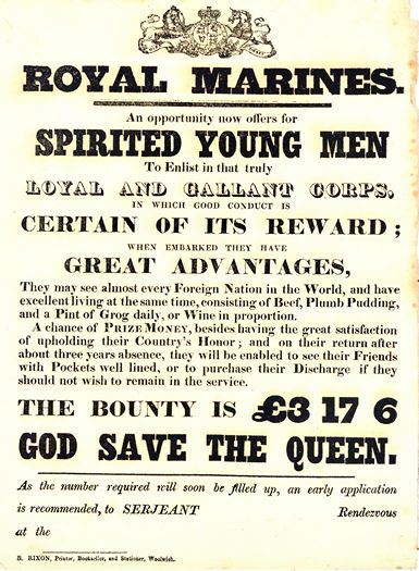 Vintage Victorian Royal Marines Recruitment Poster Print A3/A4
