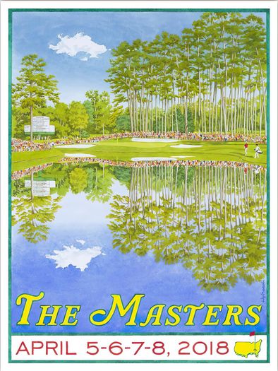 Vintage 2018 US Masters Golf Poster Print A3/A4