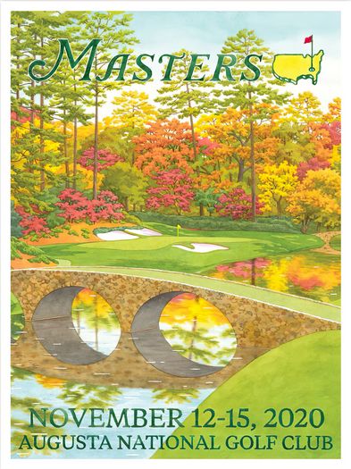 Vintage 2020 US Masters Golf Poster Print A3/A4