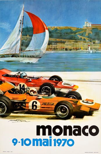 Vintage 1970 Monaco Grand Prix Motor Racing Poster Print A3/A4
