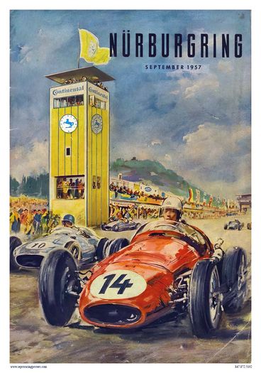 Vintage 1957 Nurburgring German Motor Racing Poster Print A3/A4