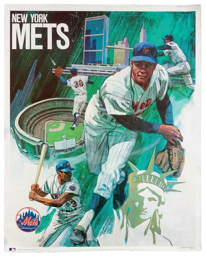 Vintage New York Mets USA Baseball Poster Print A3/A4