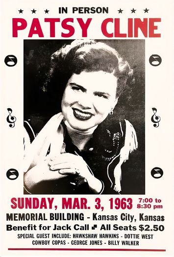 Vintage 1963 Patsy Cline Concert Tour Kansas City Poster Print A3/A4