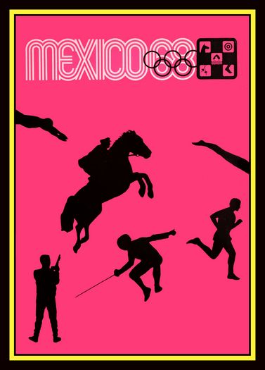 Vintage 1968 Mexico Olympics Pentathalon Poster Print A3/A4