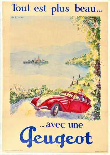 Vintage French Peugeot Car Advertisement Poster Print A3/A4