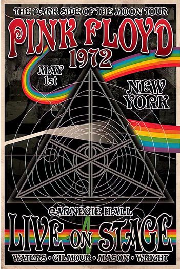 Vintage 1972 Pink Floyd Dark Side Of The Moon Concert Tour New York Poster Print A3/A4