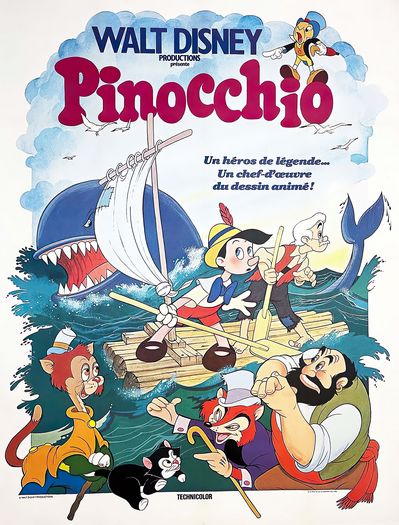 Vintage French Pinocchio Movie Poster Print A3/A4