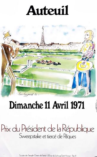 Vintage 1971 Prix Du President Auteuil France Horse Racing Poster Print A3/A4
