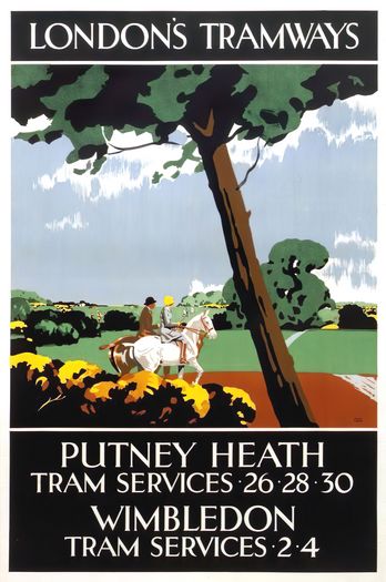 Vintage Putney Heath London By Tram Poster Print A3/A4