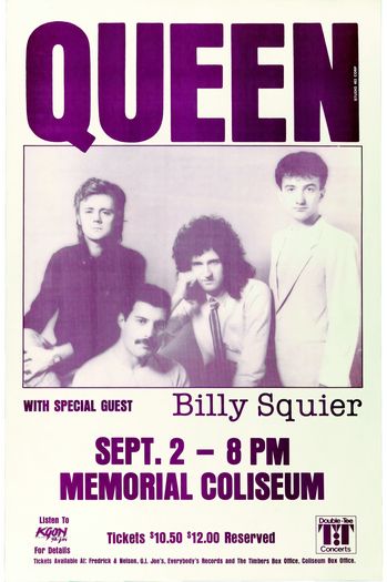 Vintage 1982 Queen Concert Tour Portland Poster Print A3/A4