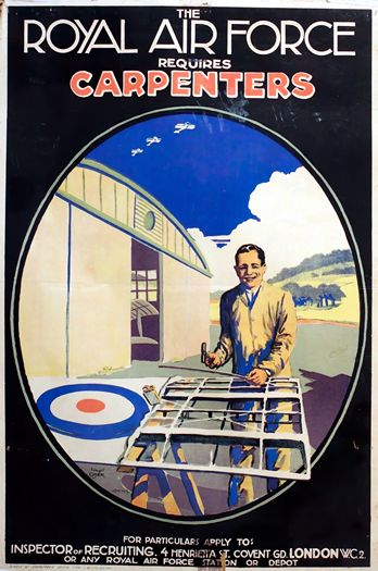 Vintage RAF Carpenters Wanted Recruitment Poster Print A3/A4