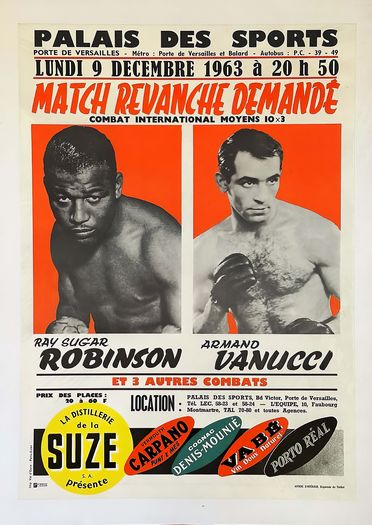 Vintage 1963 Sugar Ray Robinson Armando Vanucci Heavyweight Boxing Poster Print A3/A4