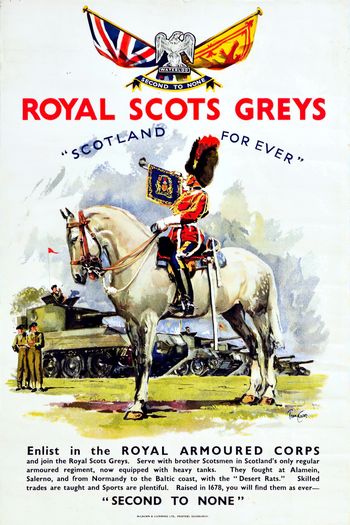 Vintage British Army Royal Scots Greys Recruitment Poster Print A3/A4