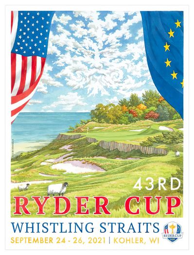 Vintage 2021 Ryder Cup Golf Whistling Straits Poster Print A3/A4