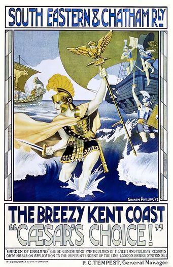 Vintage SECR Kent Coast Roman Invasion Railway Poster Print A3/A4
