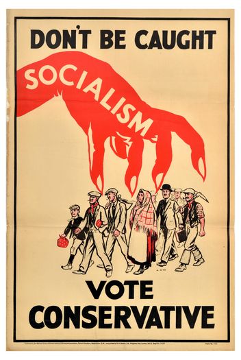 Vintage 1920's Conservative Party Don't Be Caught By Socialism Poster Print A3/A4