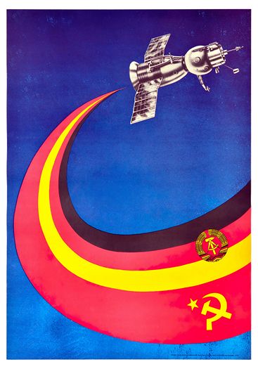 Vintage East German Soviet Union Soyuz Space Station Poster Print A3/A4