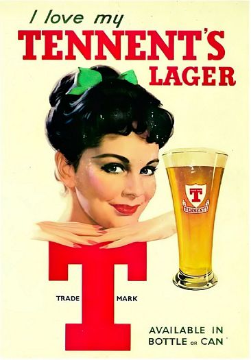 Vintage Tennents Lager Glasgow Beer Advertisement Poster Print A3/A4