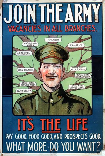 Vintage World War One British Army It's The Life Recruitment Poster Print A3/A4