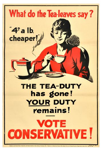 Vintage 1920's Conservative Party Cheaper Tea Poster Print A3/A4