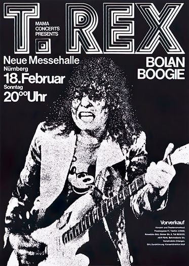 Vintage 1973 Marc Bolan T Rex Concert Tour Nurnburg Germany Poster Print A3/A4