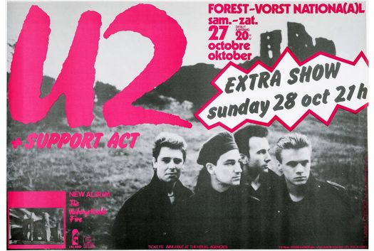 Vintage 1982 U2 Concert Tour Brussels Poster Print A3/A4