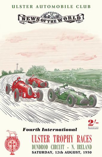 Vintage 1950 Ulster Trophy Motor Racing Poster Print A3/A4