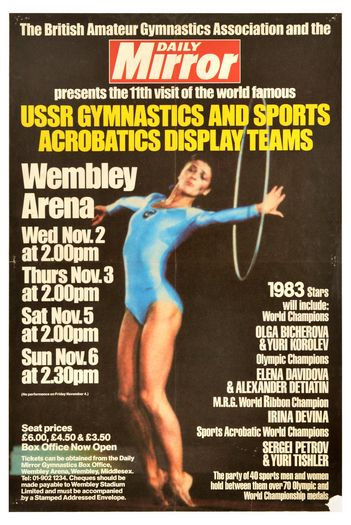 Vintage 1983 Soviet Union Gymnastics Team Wembley London Poster Print A3/A4