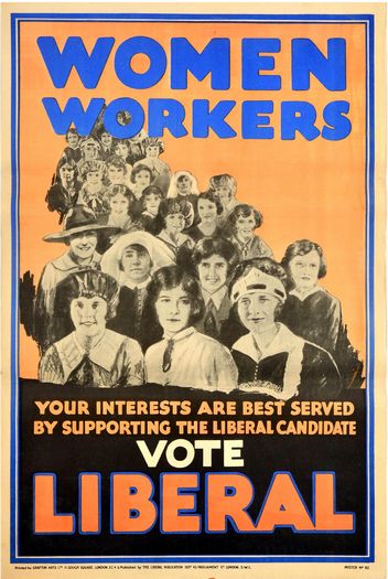 Vintage 1920's Liberal Party Women Workers Poster Print A3/A4