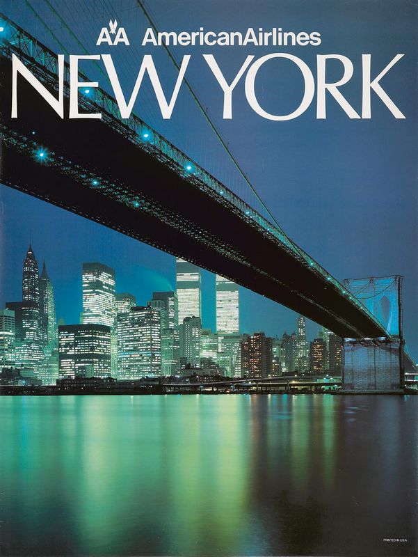 Vintage American Airlines Flights To New York Poster Print A3/A4