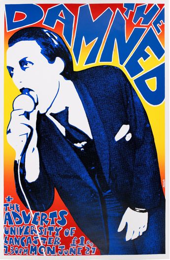 Vintage 1977 The Damned Lancaster Concert Tour Poster Print A3/A4