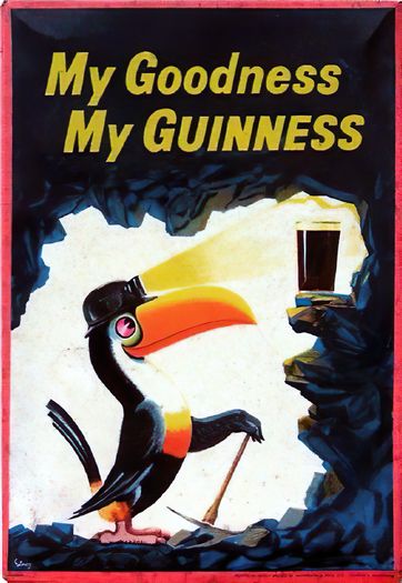 Vintage Guinness Toucan Mining Advertisement Poster Print A3/A4