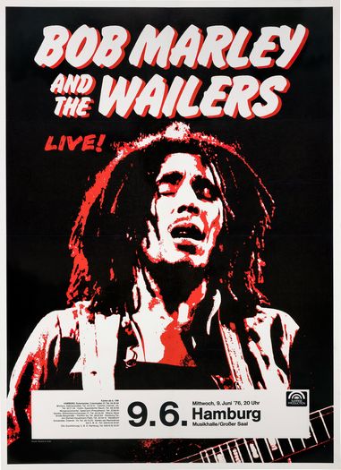 Vintage 1976 Bob Marley Concert Tour Hamburg Poster Print A3/A4