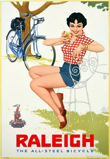 Vintage 1950's Raleigh Bicycle Advertisement Poster Print A3/A4