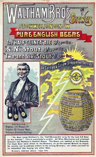 Vintage Waltham Bros Stockwell Ales Advertisement Poster Print A3/A4