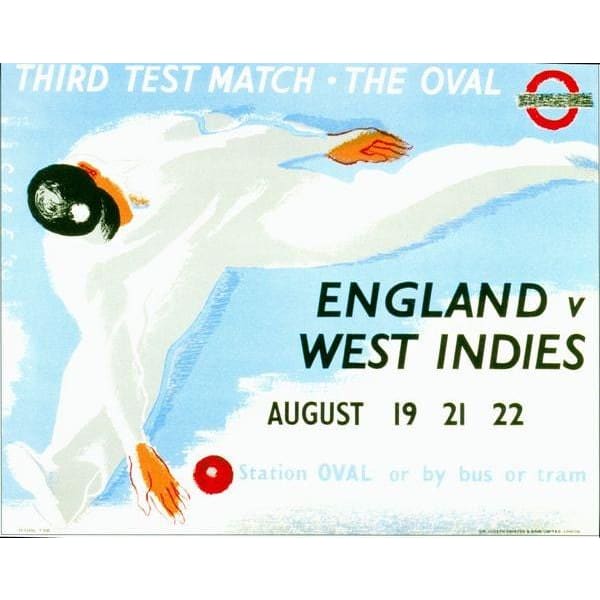 1930’s England West Indies Cricket Promotional Poster 