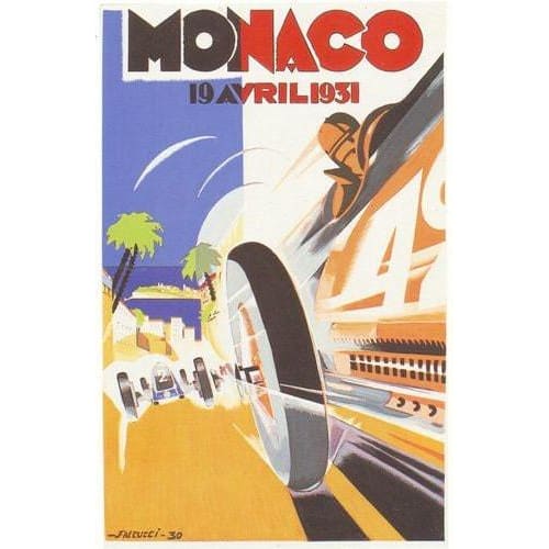 1931 Monaco Grand Prix Poster A3/A2/A1 Print - Posters 