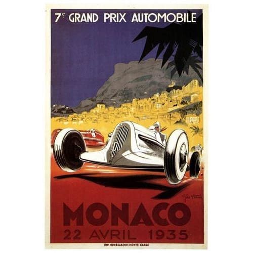 1935 Monaco Grand Prix Poster A3/A2/A1 Print - Posters 