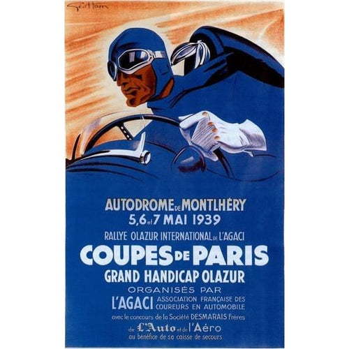 1939 Paris Motor Racing Poster A3/A2/A1 Print - A3 - Posters
