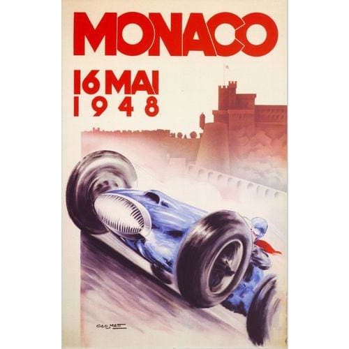 1948 Monaco Grand Prix Poster A3/A2/A1 Print - Posters 