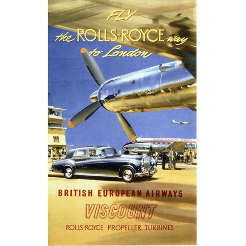 1950’s BEA Vickers Viscount Rolls Royce Engine Poster Print 