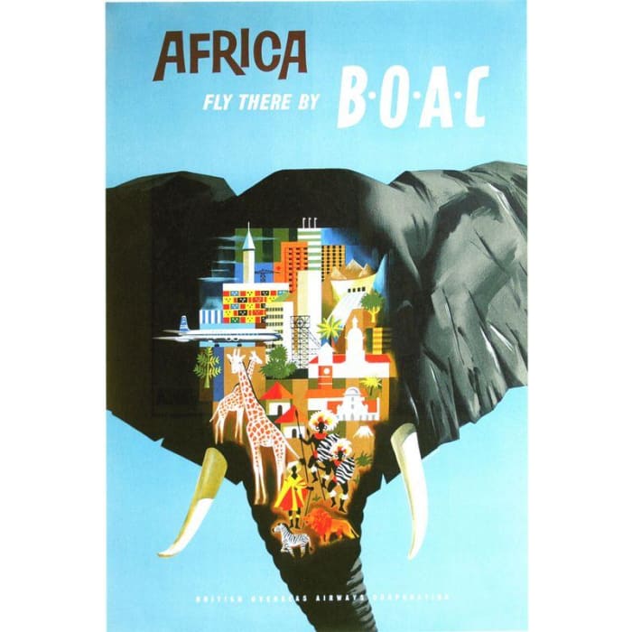 1950’s BOAC Flights to Africa Poster Print A3/A4 - Posters 